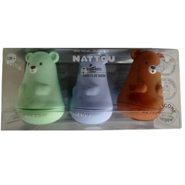 NATTOU BONECOS BANHO VERDE/AZUL/CASTANHO +12M