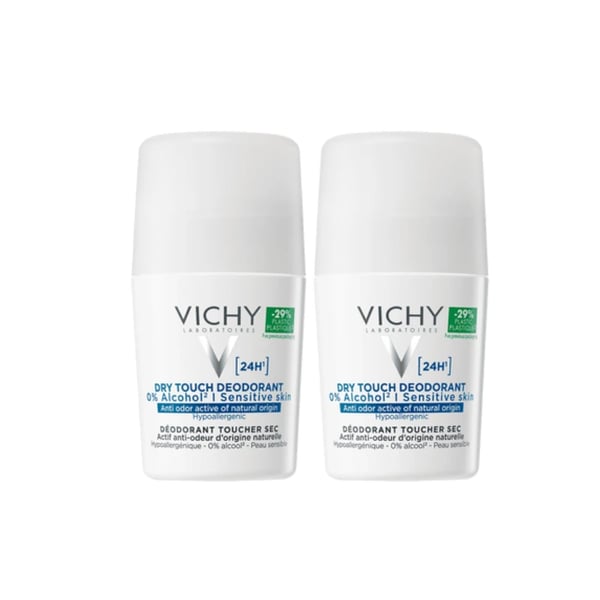 VICHY PACK DESODORIZANTE ROLL-ON 24H TOQUE SECO 2X50ML -50%2UN